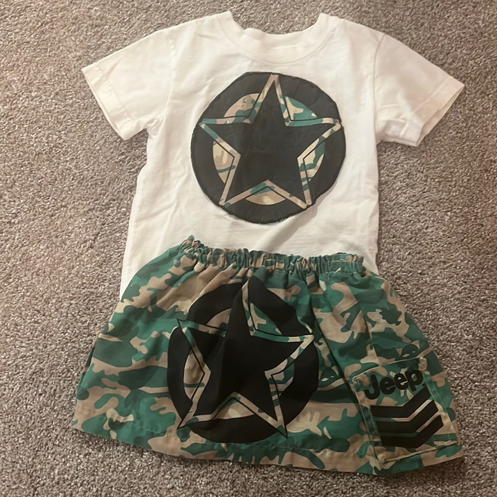 Jeep outfit skirt and shirt 18 mo